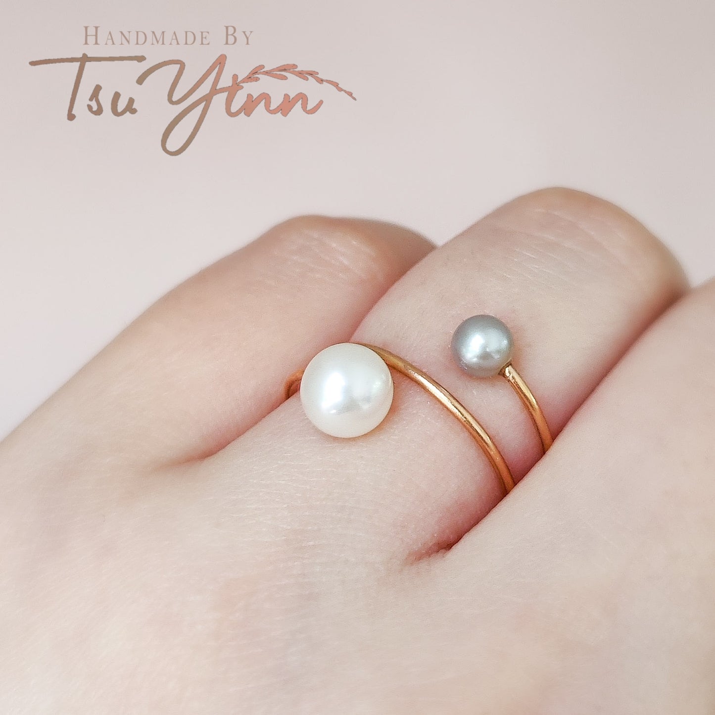 Mix Triple Freshwater Pearl Spiral Ring