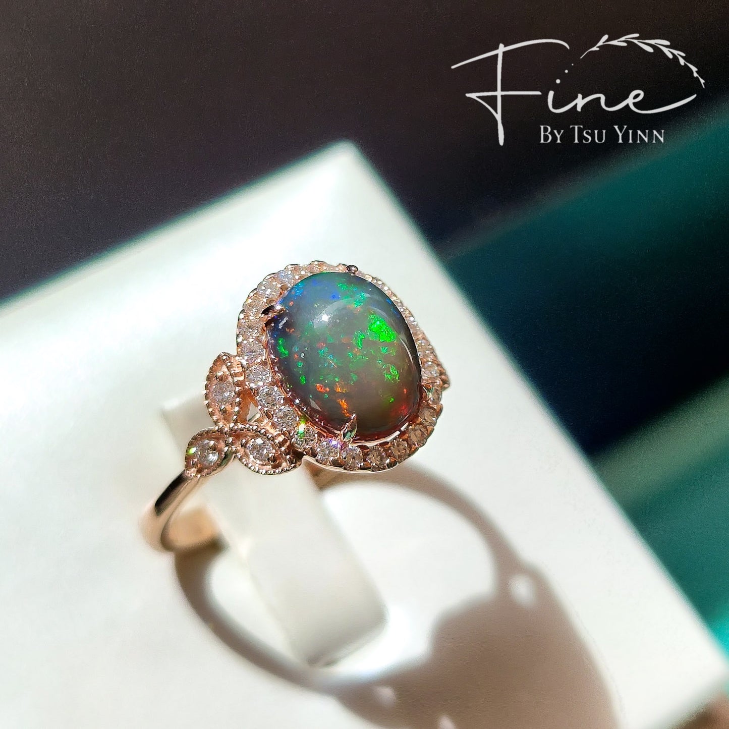 FBTY Amelia Ring with Black Opal.