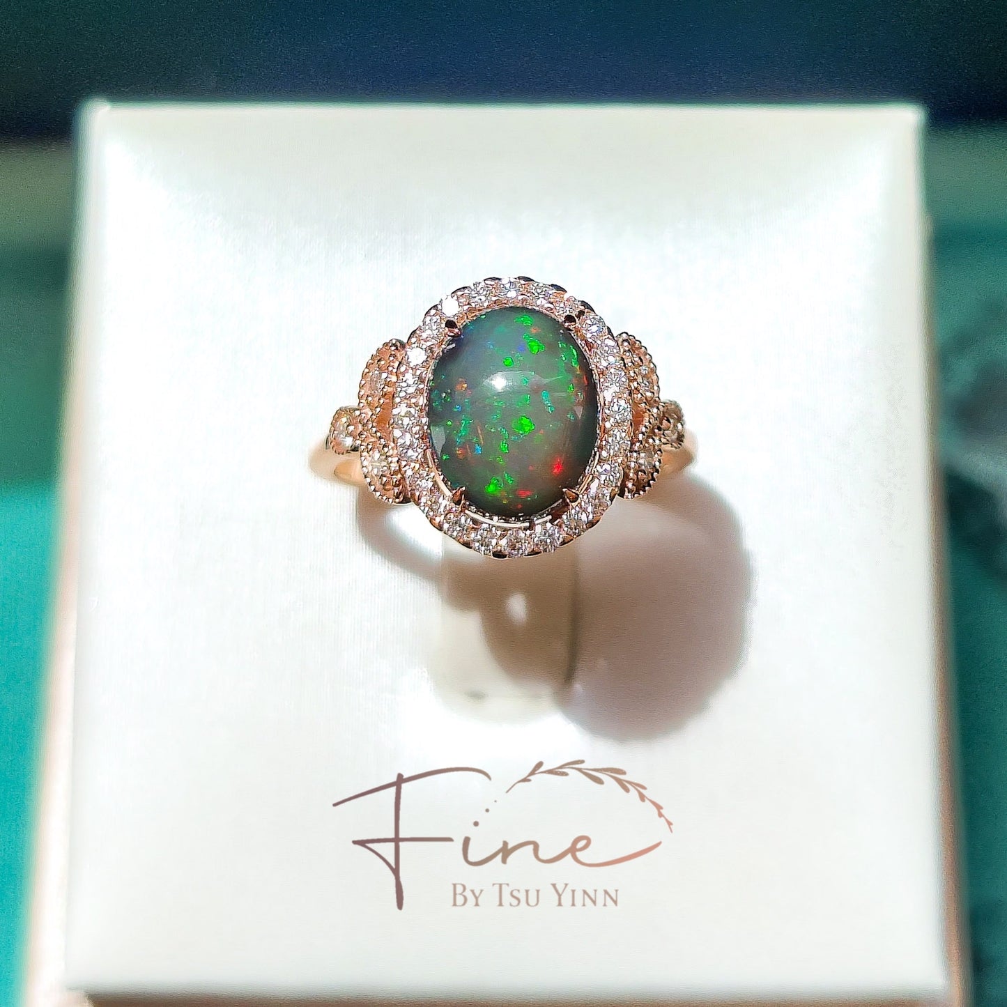 FBTY Amelia Ring with Black Opal.