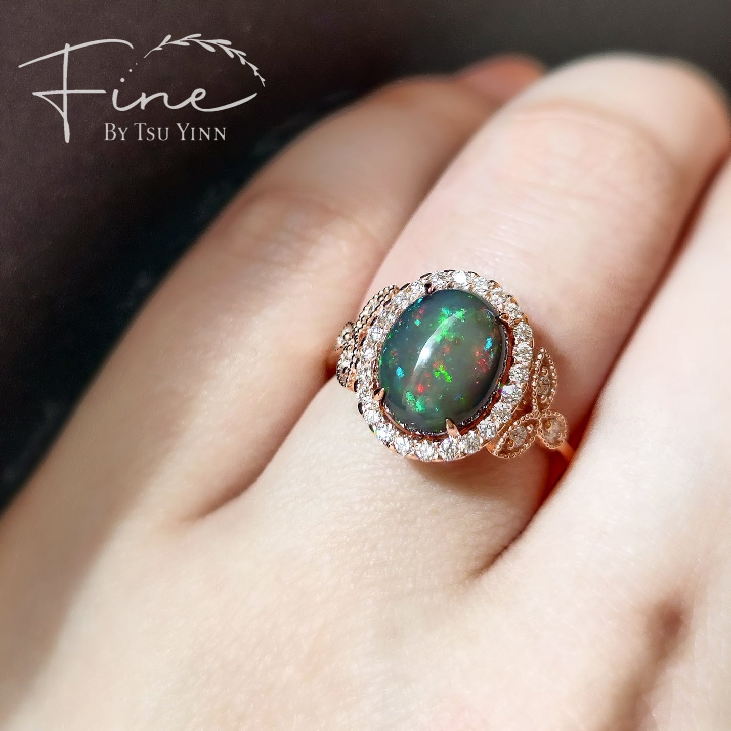 FBTY Amelia Ring with Black Opal.