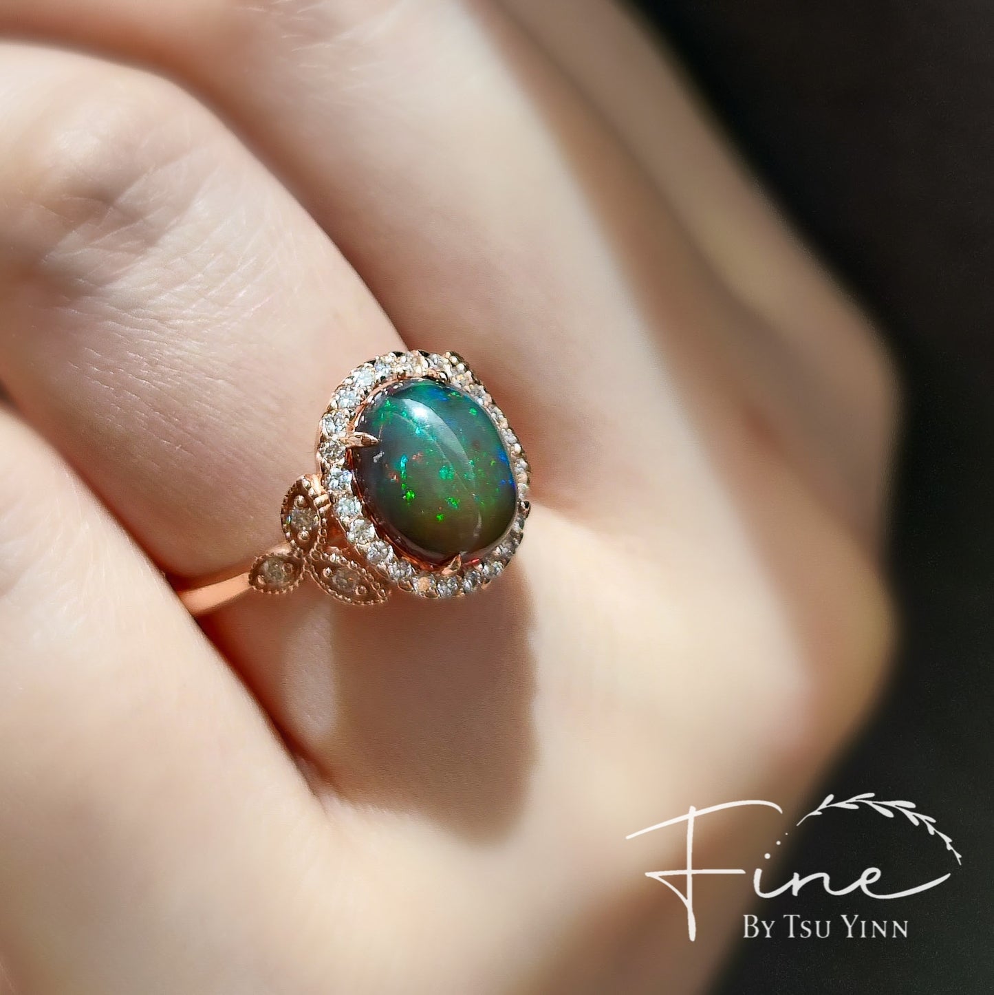 FBTY Amelia Ring with Black Opal.