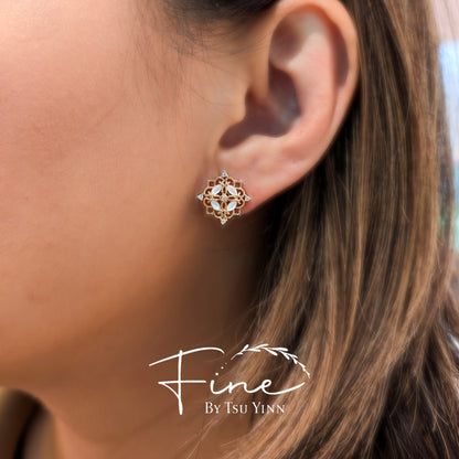 Leila Mother of Pearl and Diamond Earrings (Stud only)