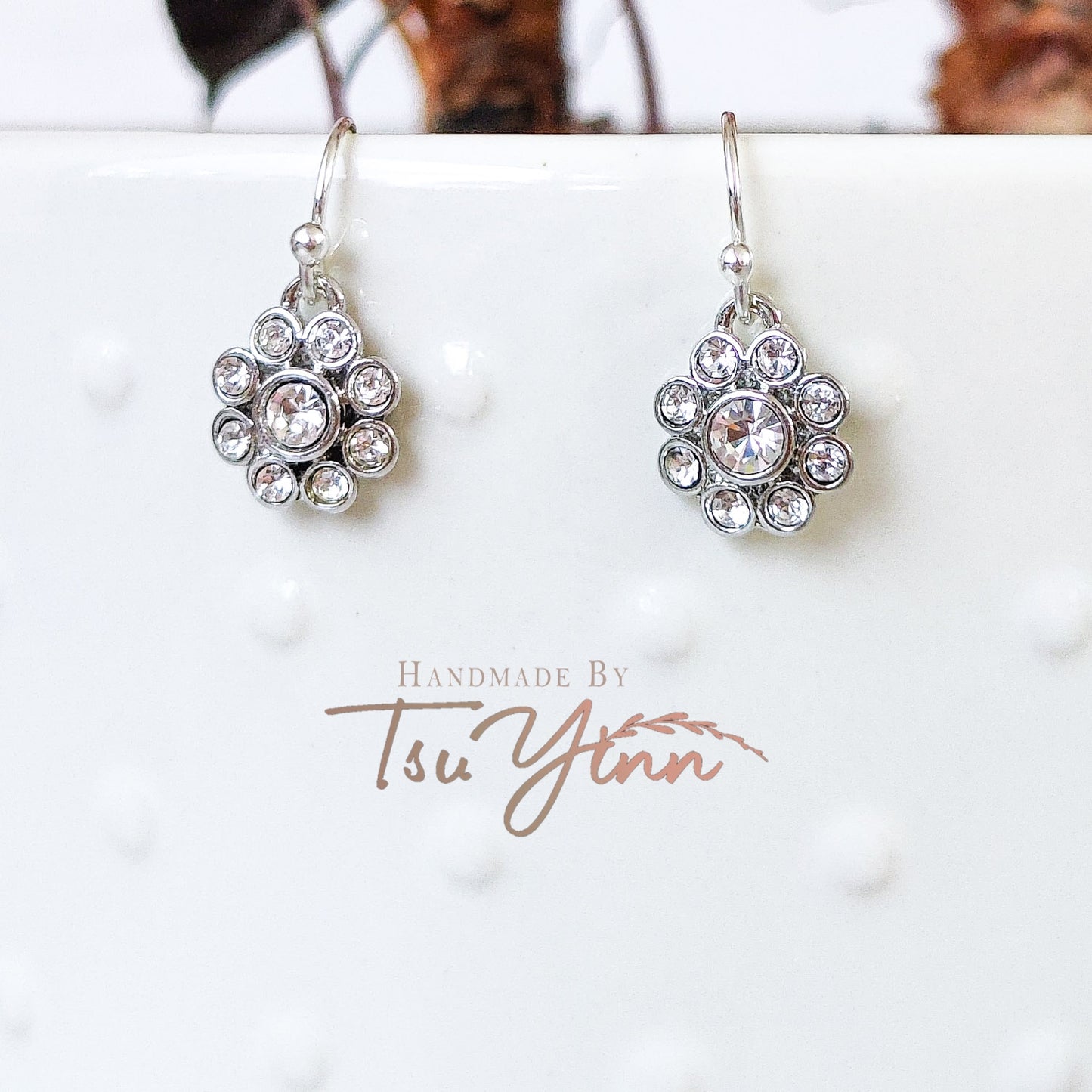 Detachable Flower Earrings in Silver