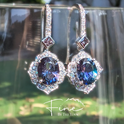 Sigrid Earrings with Tanzanite and Baroque Pearls