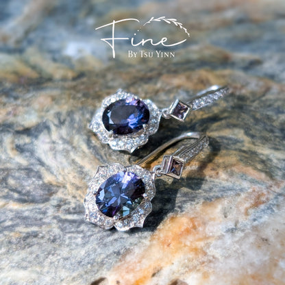 Sigrid Earrings with Tanzanite and Baroque Pearls