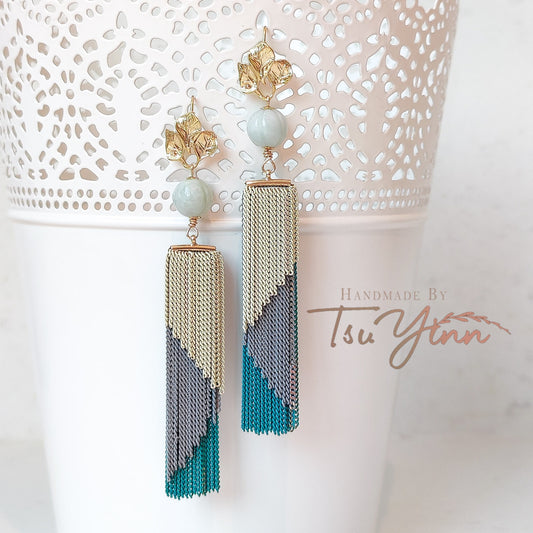 Jessica Brass Tassels (Greys and Teal)