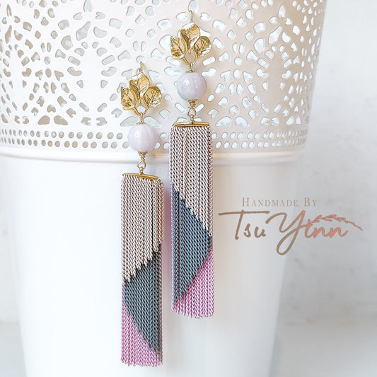 Jessica Brass Tassels (Mauve, Grey and Pink)