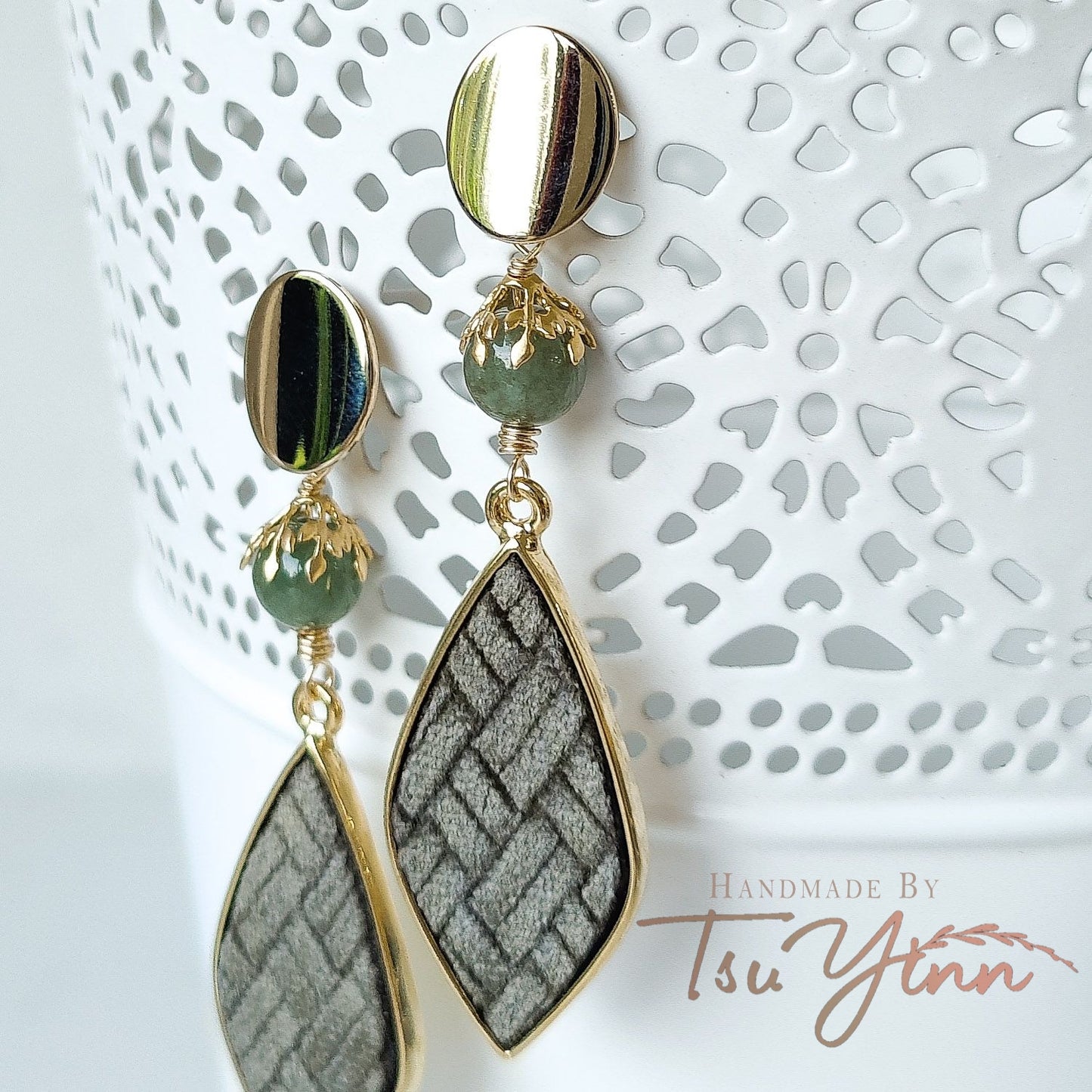 Mossy Forest Velvet Weave Earrings