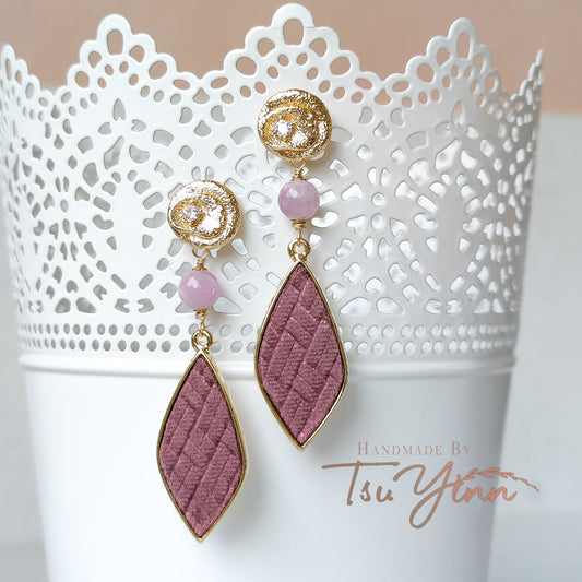 Round and Rosy Velvet Weave Earrings