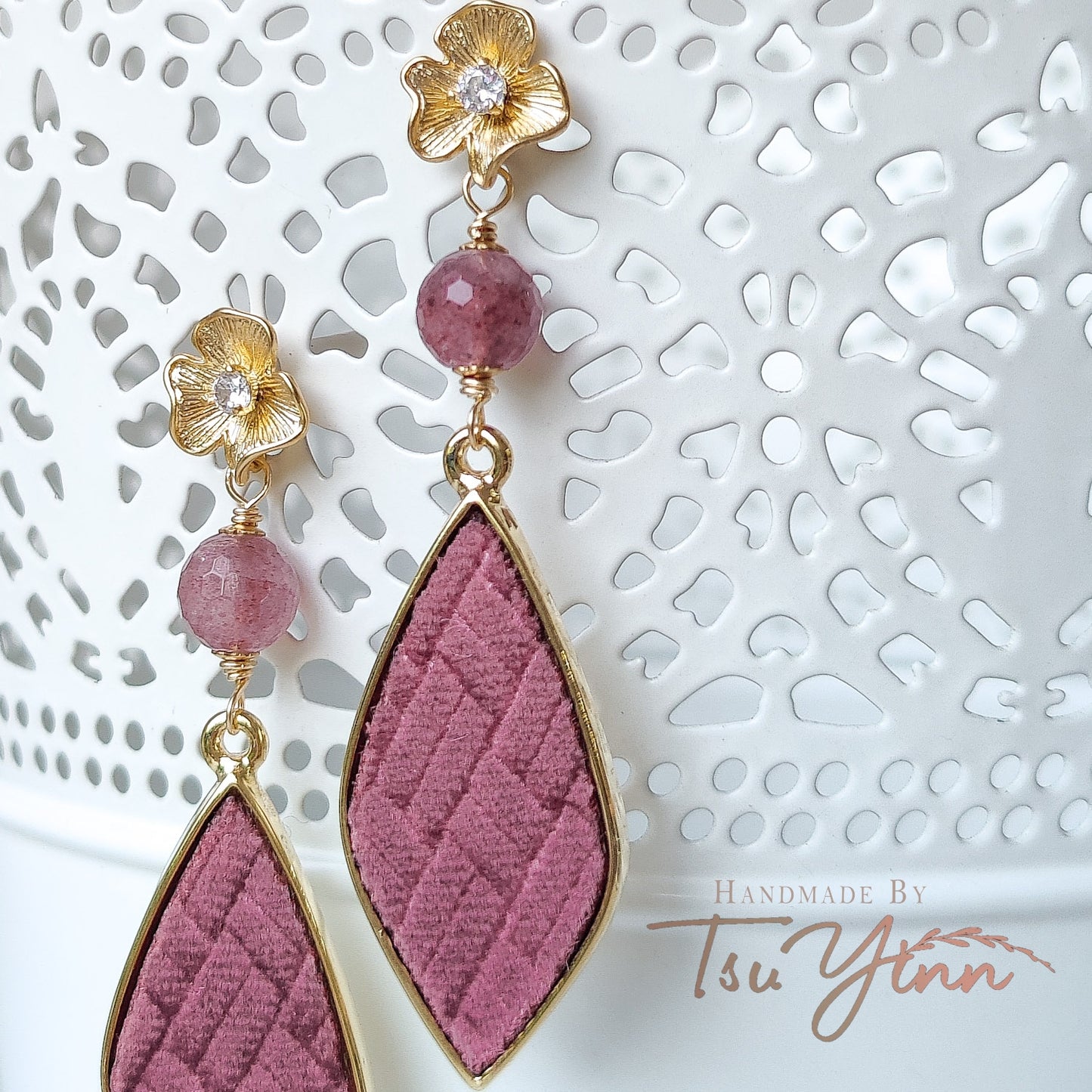 Mauve Lady Velvet Weave Earrings