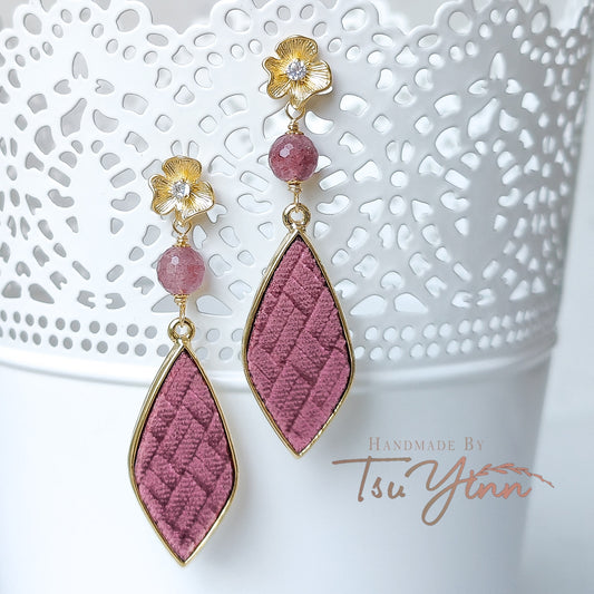 Mauve Lady Velvet Weave Earrings