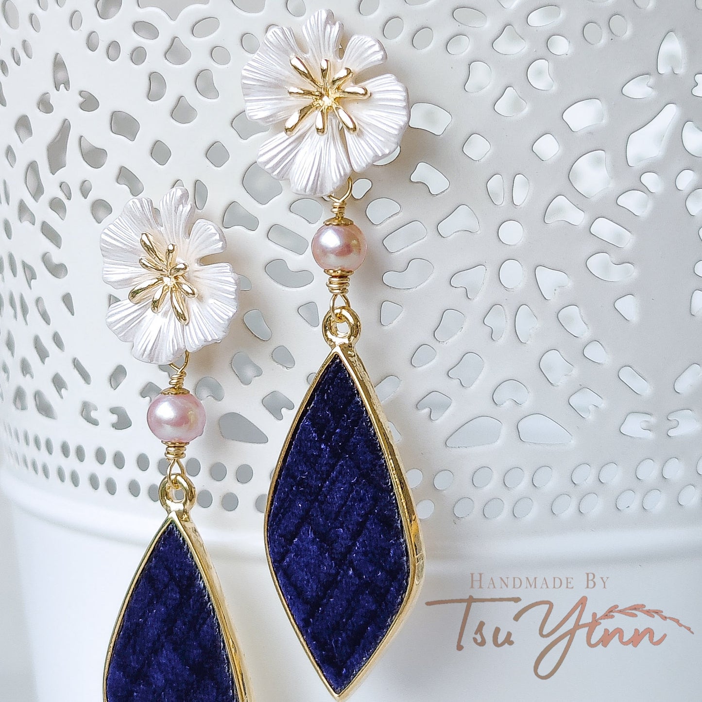 Midnight Tea Party Velvet Weave Earrings