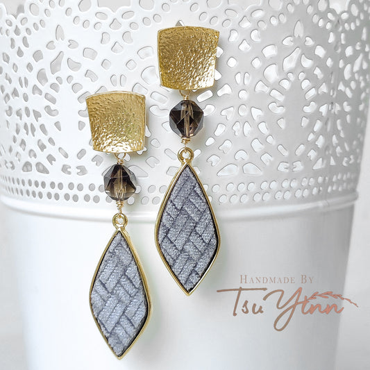 Grey Eminence Velvet Weave Earrings