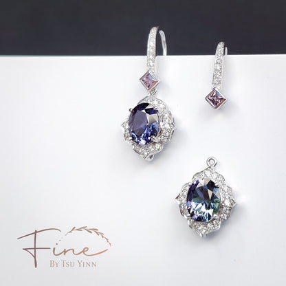 Sigrid Earrings with Tanzanite and Baroque Pearls