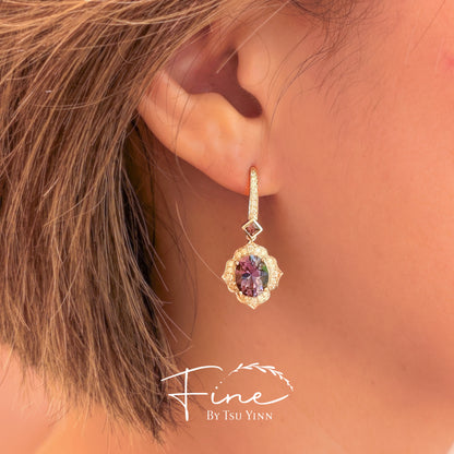 Sigrid Earrings with Tanzanite and Baroque Pearls