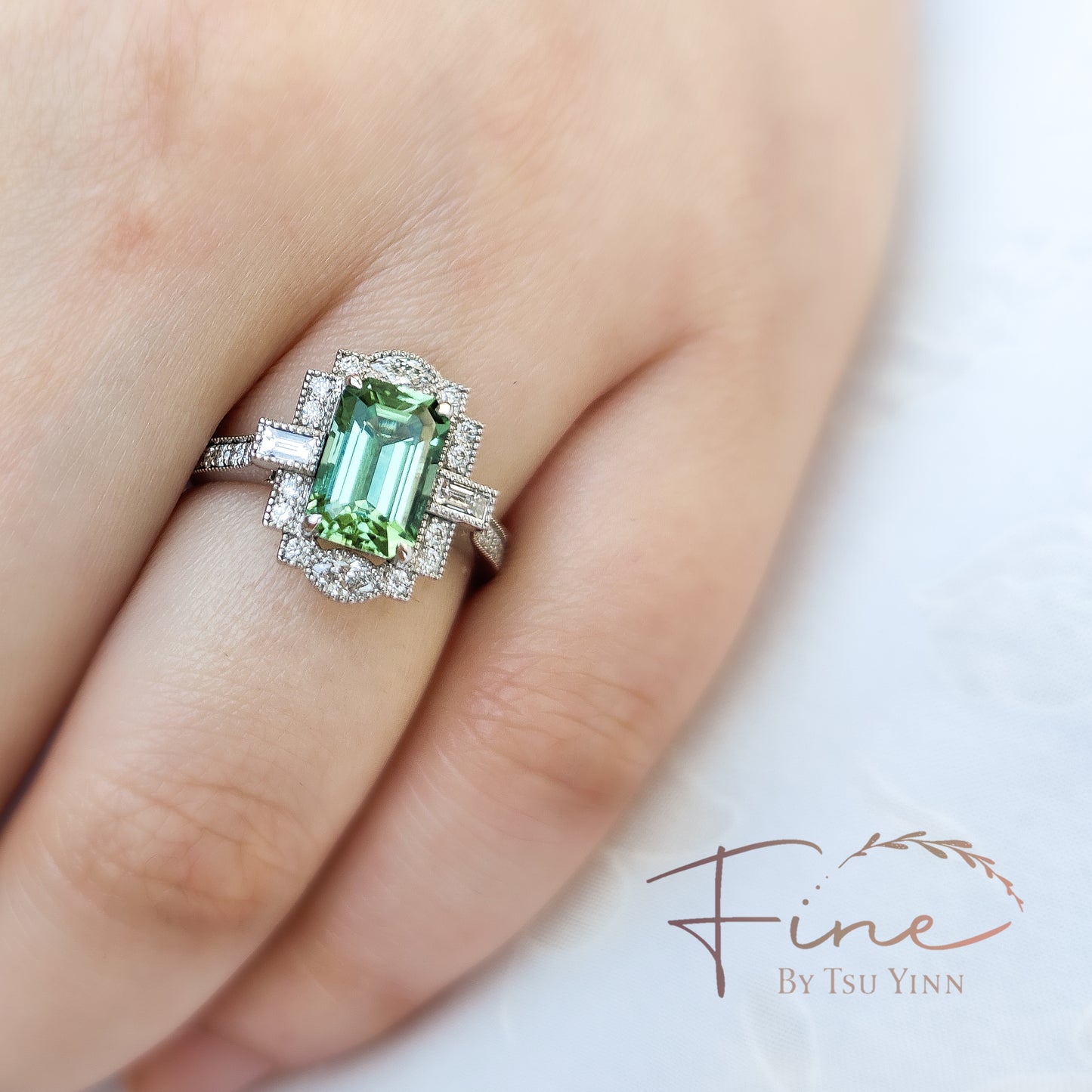 FBTY Natalia Ring with Bluish-Green Tourmaline