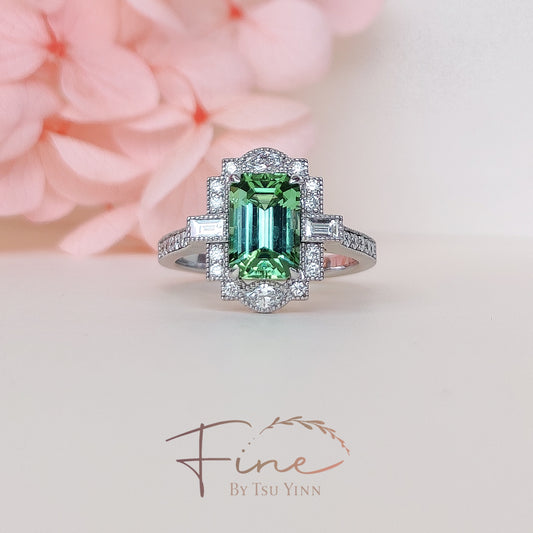 FBTY Natalia Ring with Bluish-Green Tourmaline