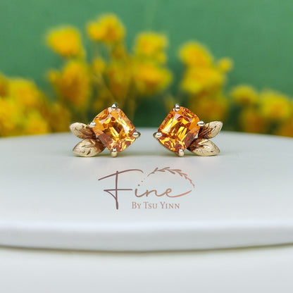 YG Double Jackets Spessartite Garnet Studs