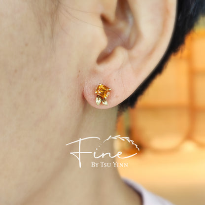 YG Double Jackets Spessartite Garnet Studs