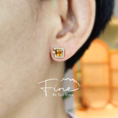 YG Double Jackets Spessartite Garnet Studs