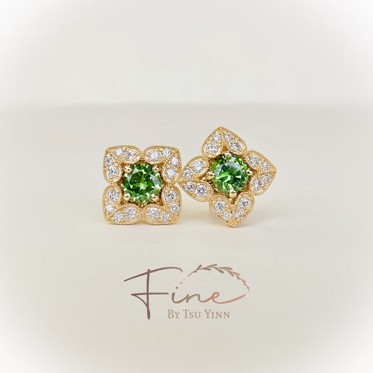 Indrani Earrings with Demantoid Garnets