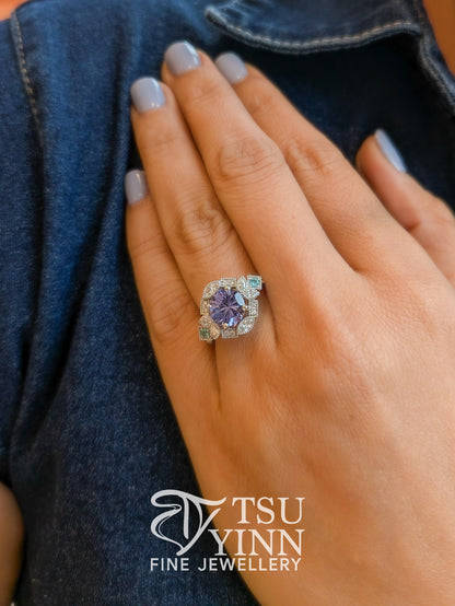 Camille Halo Ring with Tanzanite
