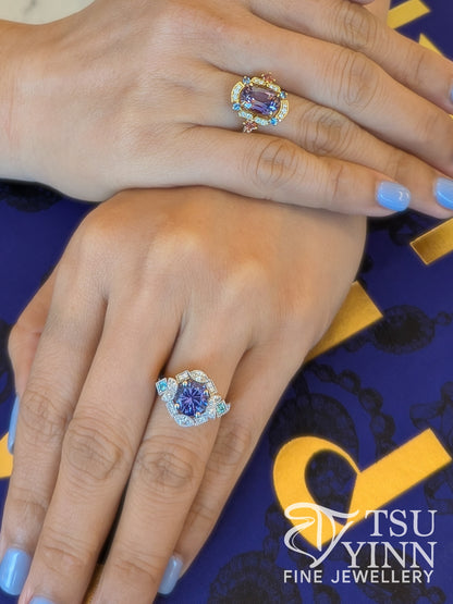 Camille Halo Ring with Tanzanite