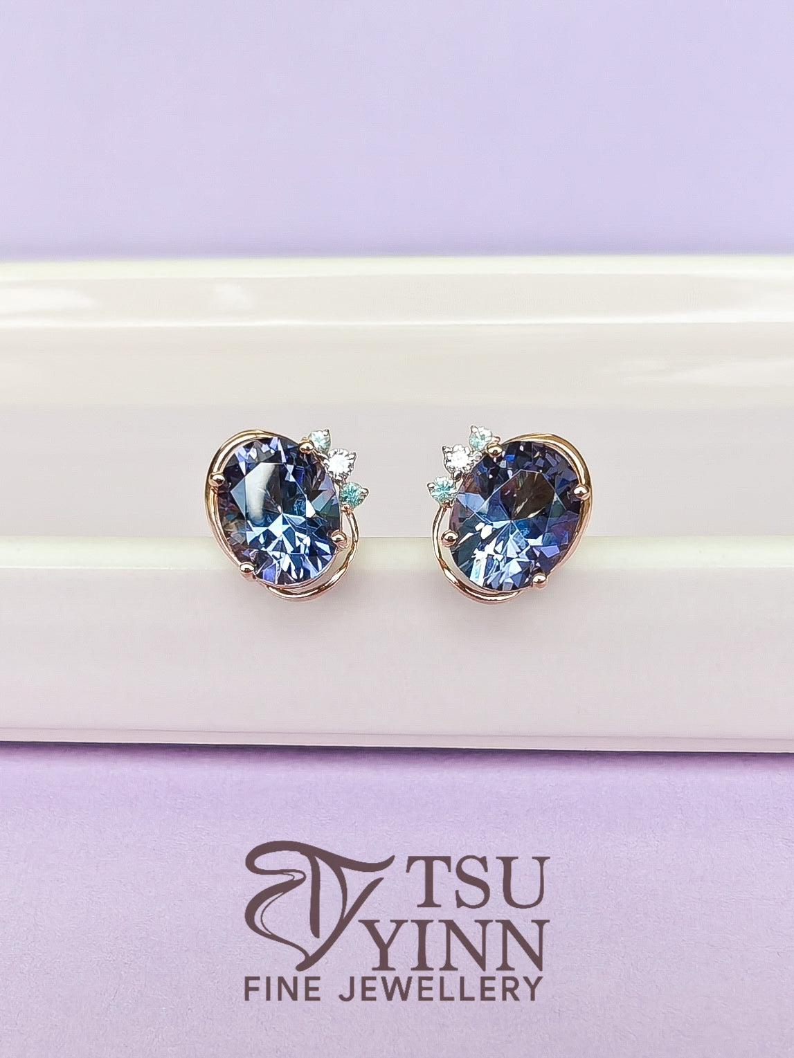Tanzanite Ribbon Earrings - Detachable