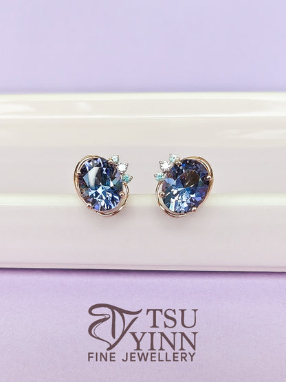 Tanzanite Ribbon Earrings - Detachable