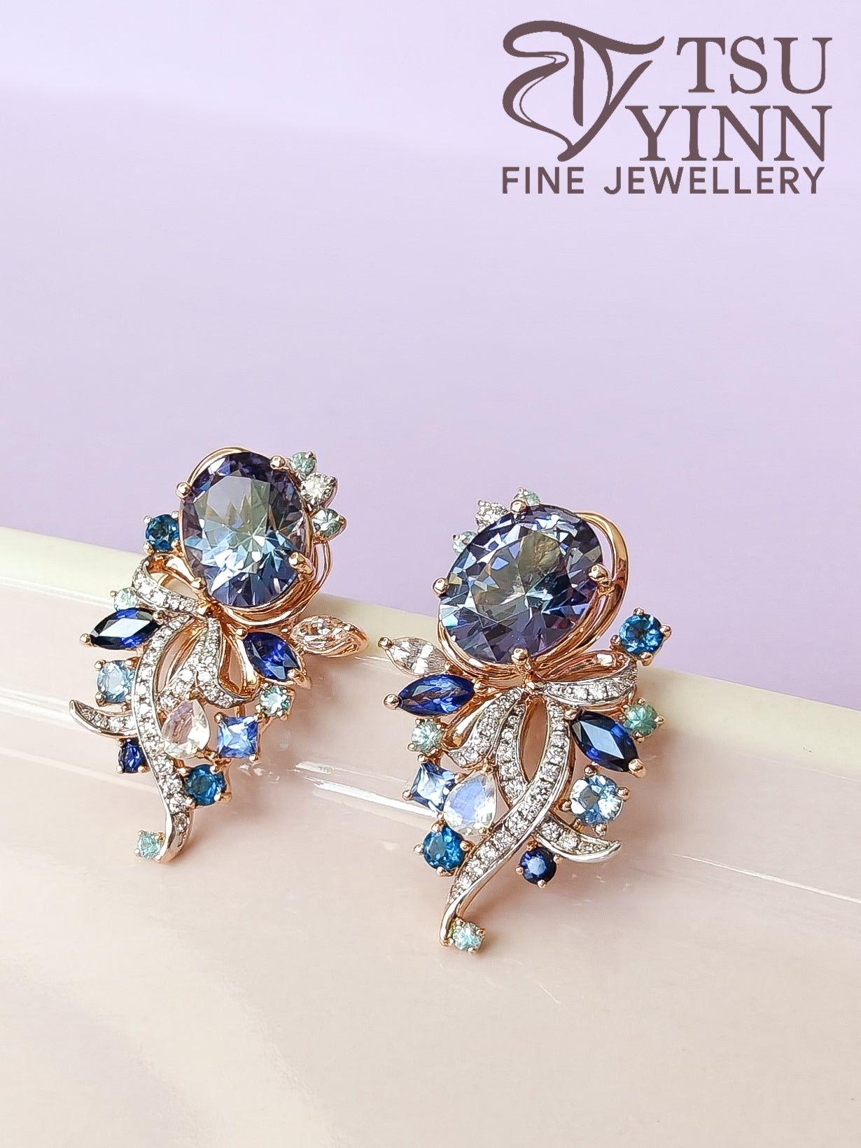 Tanzanite Ribbon Earrings - Detachable