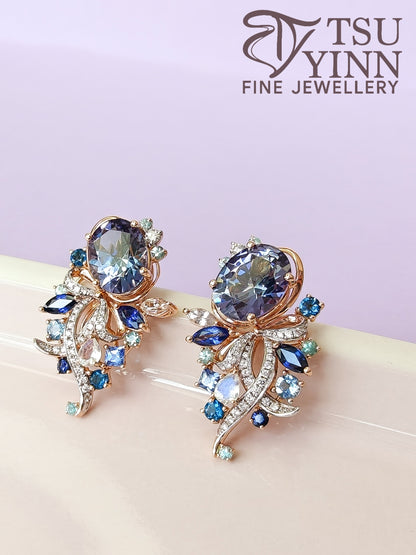 Tanzanite Ribbon Earrings - Detachable