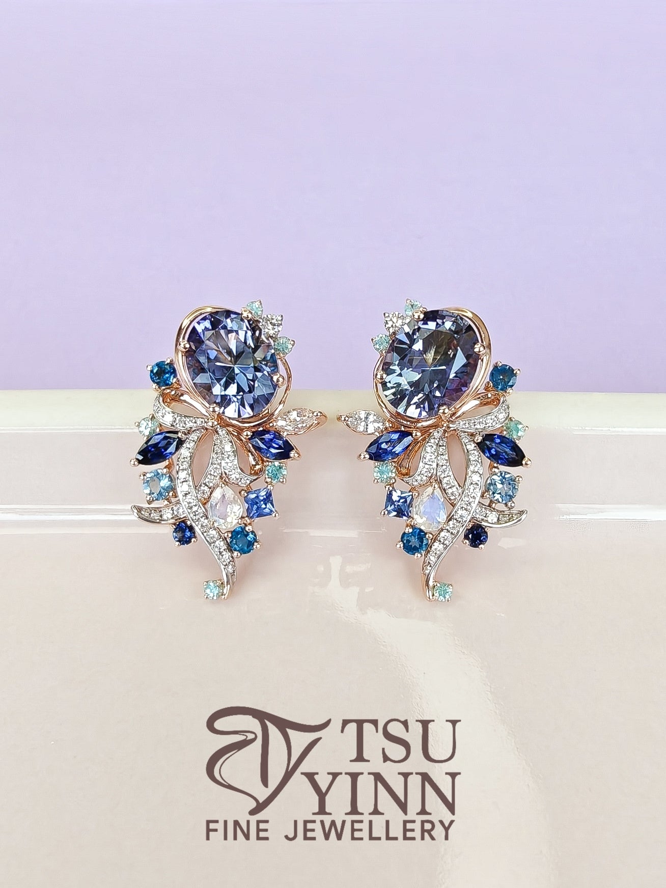 Tanzanite Ribbon Earrings - Detachable