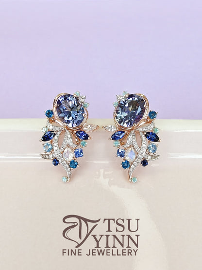 Tanzanite Ribbon Earrings - Detachable