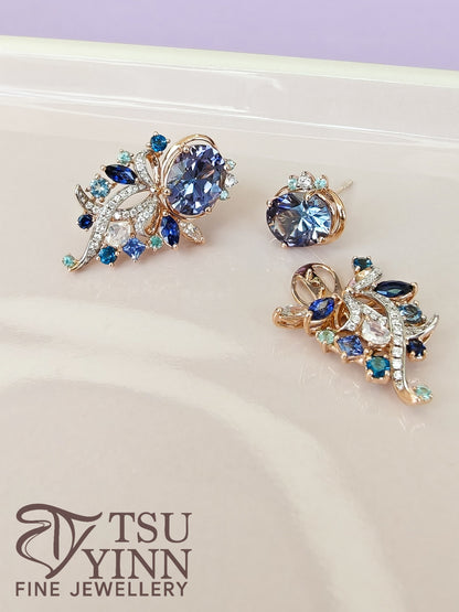 Tanzanite Ribbon Earrings - Detachable