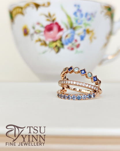 Swivel Ring with Sapphires, Paraiba Tourmalines, Spinels and Diamonds