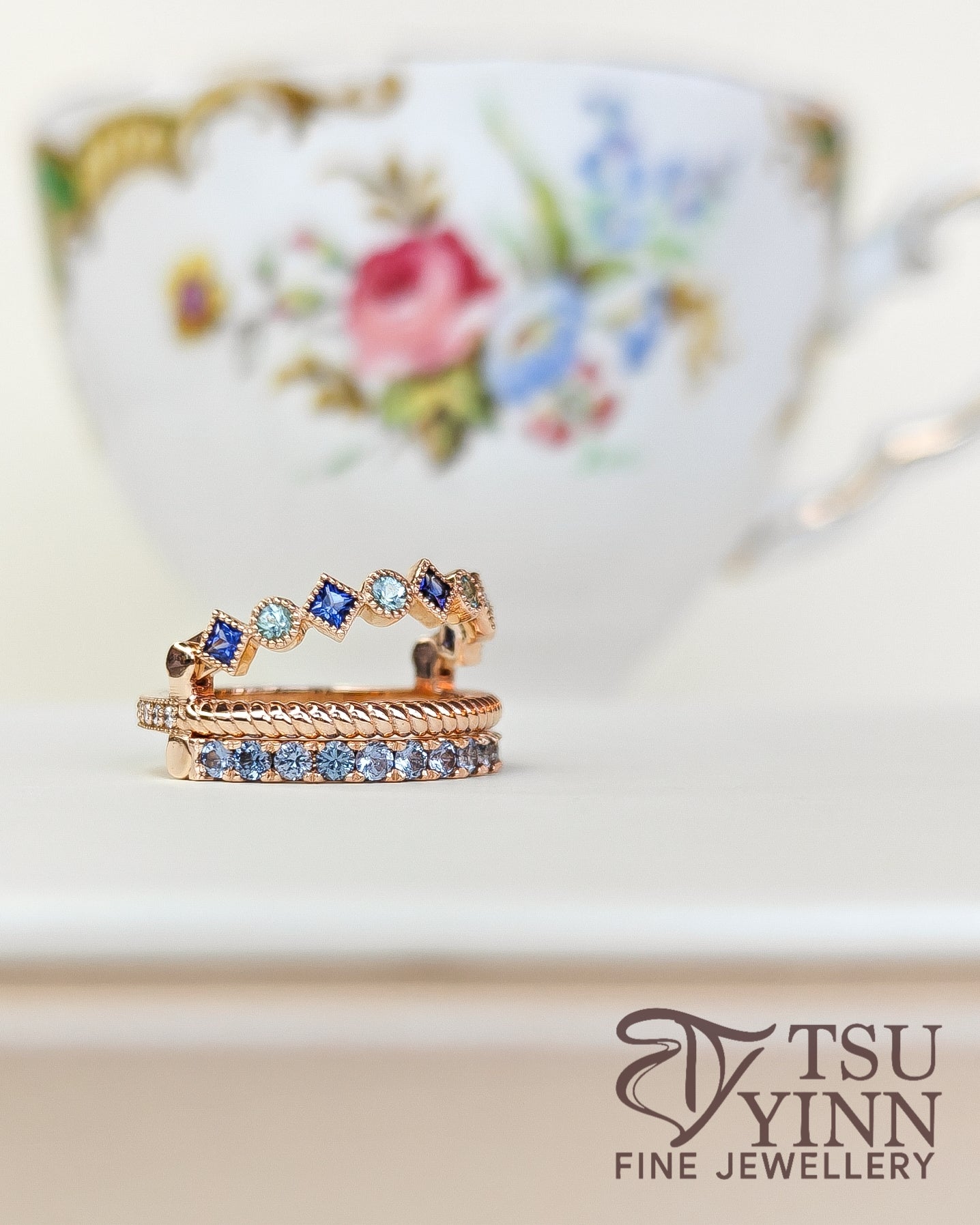 Swivel Ring with Sapphires, Paraiba Tourmalines, Spinels and Diamonds