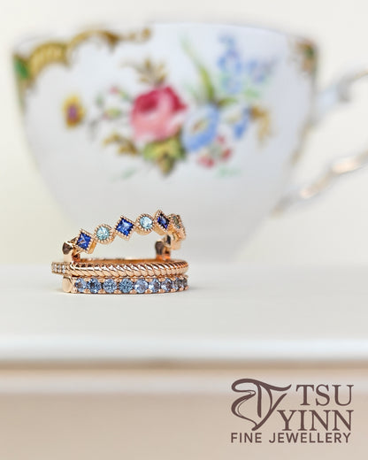 Swivel Ring with Sapphires, Paraiba Tourmalines, Spinels and Diamonds