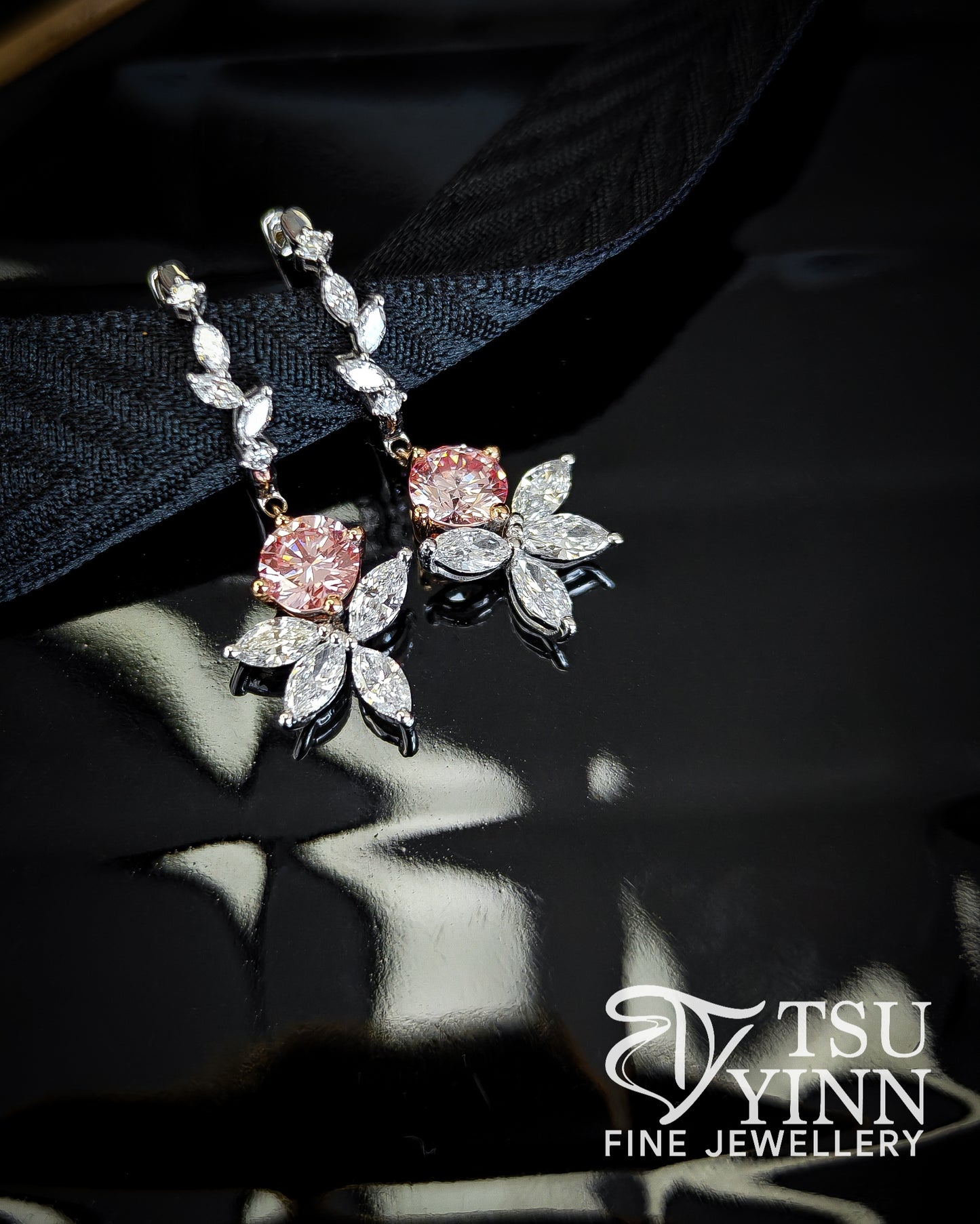 Lab Grown Pink and White Diamond Allison Huggies