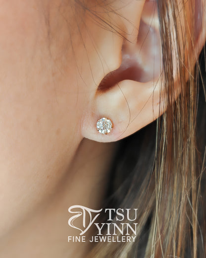 Lab Grown Pink and White Diamond Swivel Studs