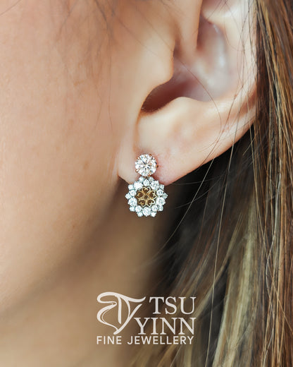 Lab Grown Pink and White Diamond Swivel Studs