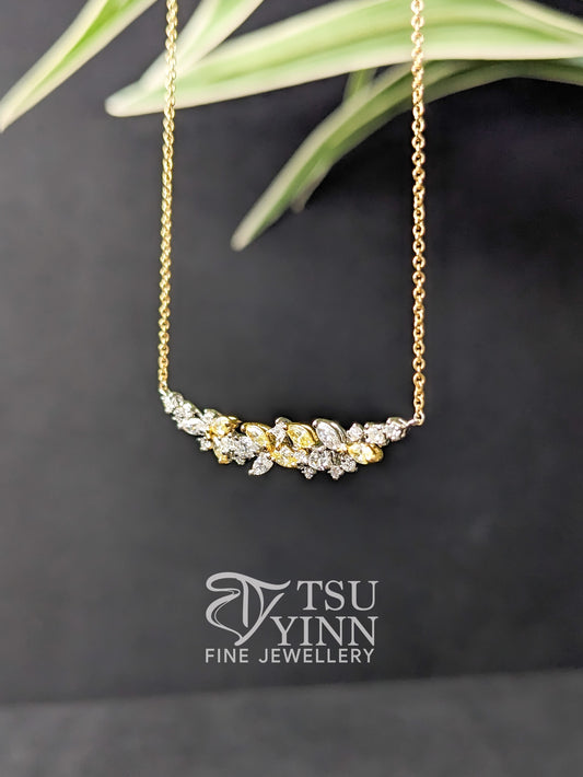 Lab Grown Yellow and White Diamond Messy Band Necklace