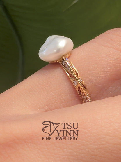 Xing Ring with Keshi Pearl