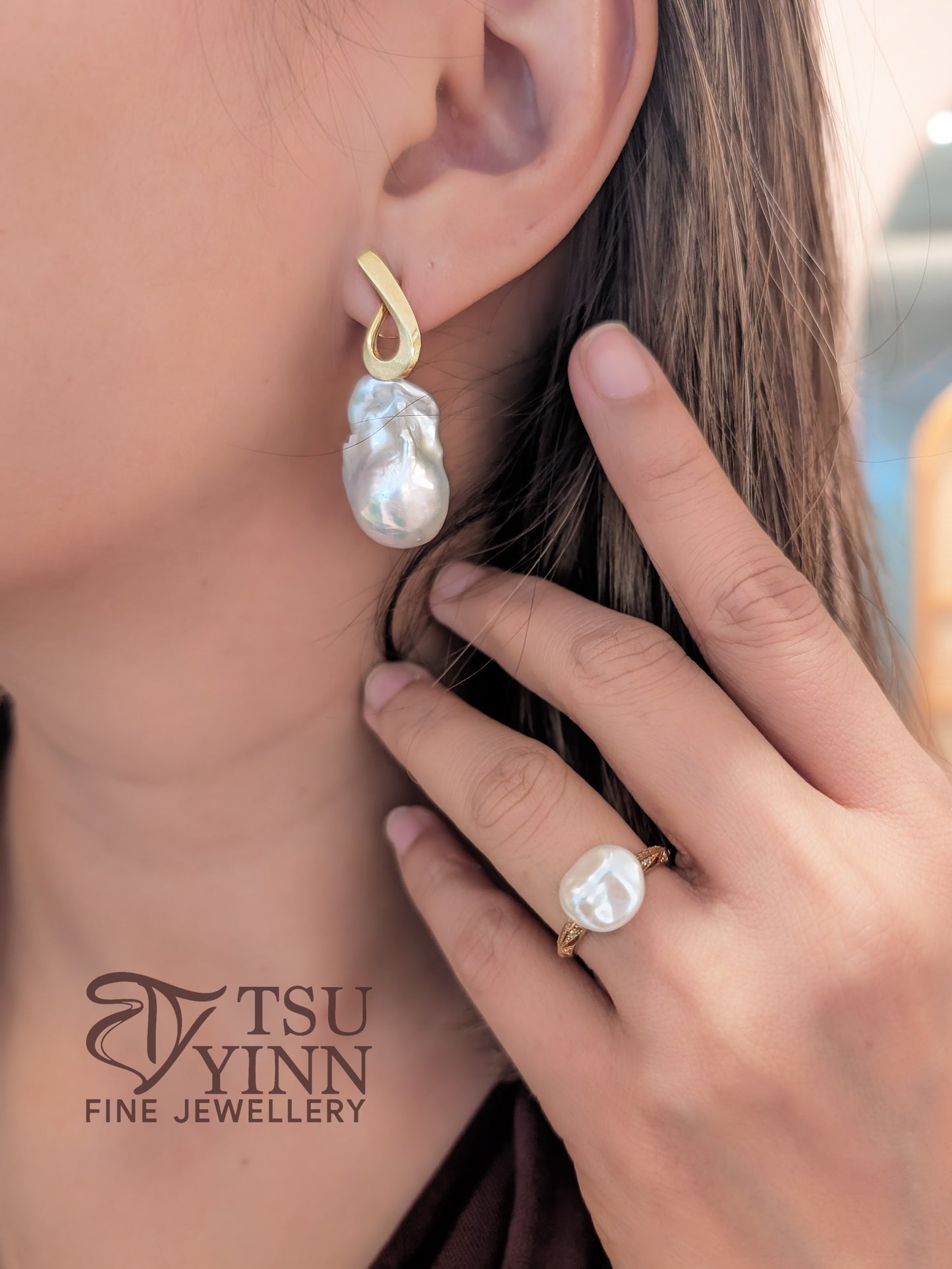 Xing Ring with Keshi Pearl