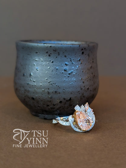 Pear Pink Lab Grown Diamond Ring