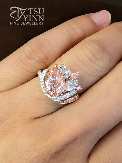 Pear Pink Lab Grown Diamond Ring
