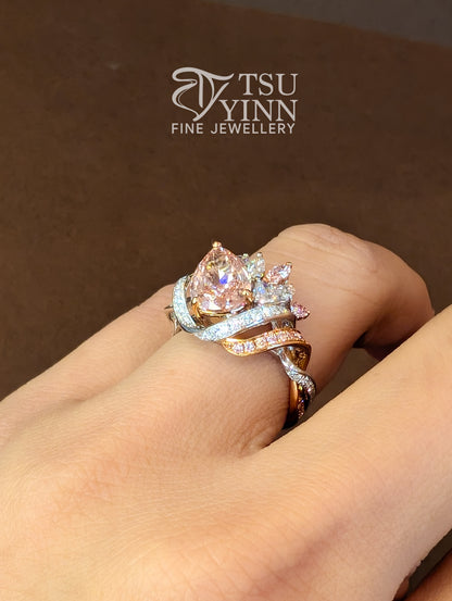 Pear Pink Lab Grown Diamond Ring