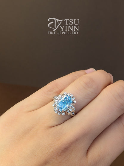 Lab Grown Blue Diamond Ring