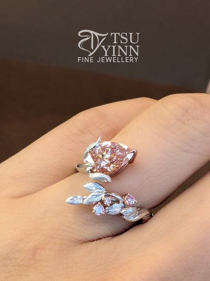 Lab Grown Pink Diamond Pear Ring
