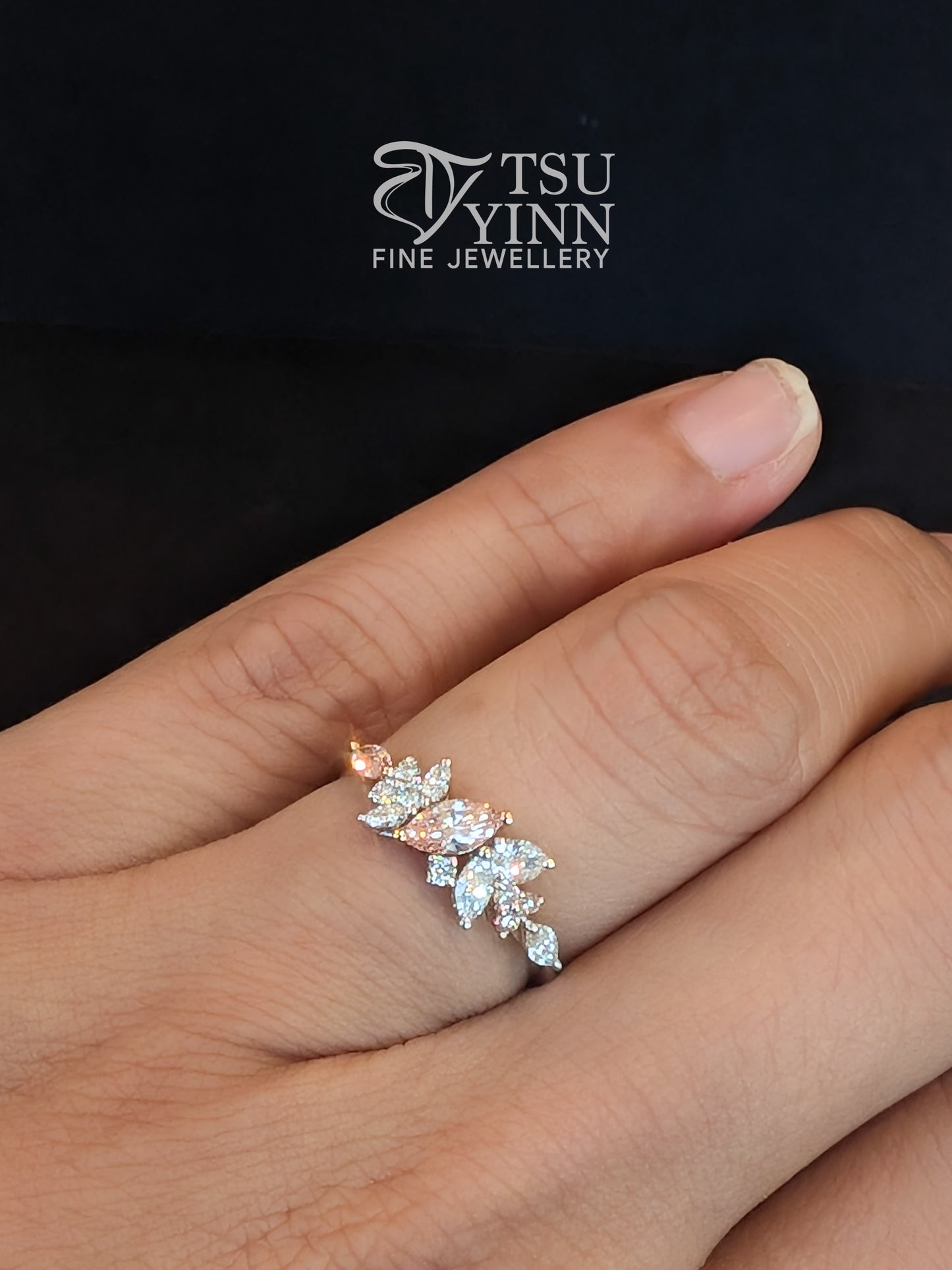 Messy Band Ring - Pink and White LG Diamonds