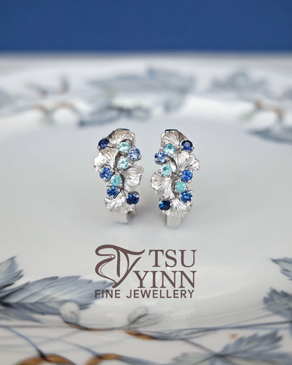 Noriko Double Sided Huggies in White Gold